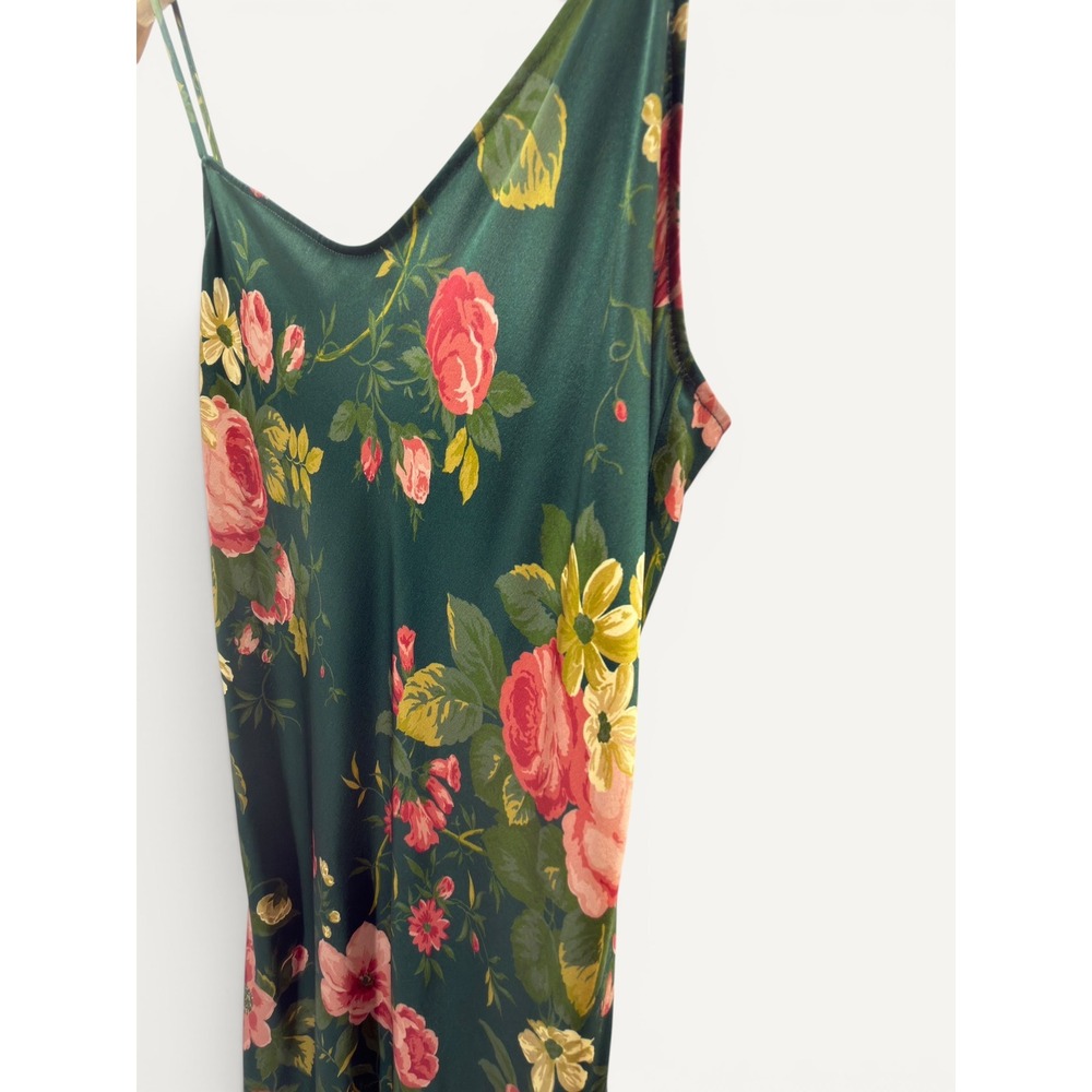 Reformation 100% Silk Floral Slip Dress Green Rose S Elegant Luxury Feminine - Picture 4 of 12